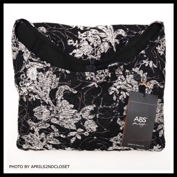 BLACK SEQUIN LACE SHORT SLEEVES A-LINE COCKTAIL FORMAL DRESS 80s RETRO STYLE A3C - Picture 3 of 7